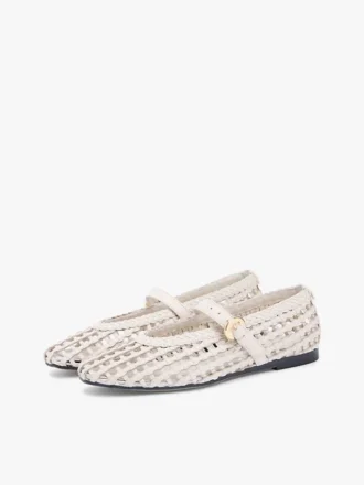 Ballerines Mary Jane en mélange de cuir tressé