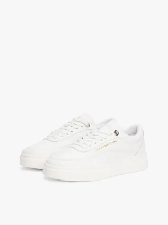 Baskets à semelle compensée en cuir