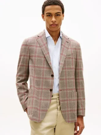 Blazer en laine mélangée à motif Glen Plaid