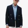 Blazer en mélange coton-laine texturé Blazer en mélange coton-laine texturé