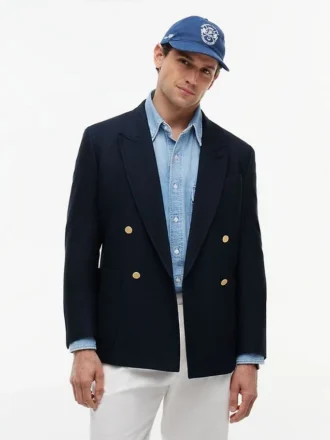 Blazer en mélange coton-laine texturé