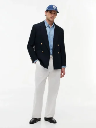 Blazer en mélange coton-laine texturé