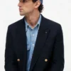 Blazer en mélange coton-laine texturé Blazer en mélange coton-laine texturé