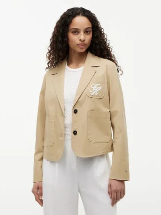 Blazer en sergé stretch avec monogramme