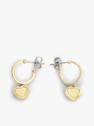 Boucles d&rsquo;oreilles créoles avec breloque en forme de cœur