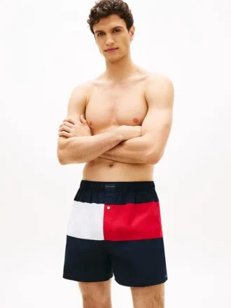 Boxer tissé à logo drapeau et blocs de couleur