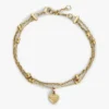 Bracelet double rangée avec breloque en forme de cœur Bracelet double rangée avec breloque en forme de cœur