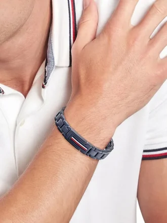 Bracelet en acier inoxydable à rayures drapeau