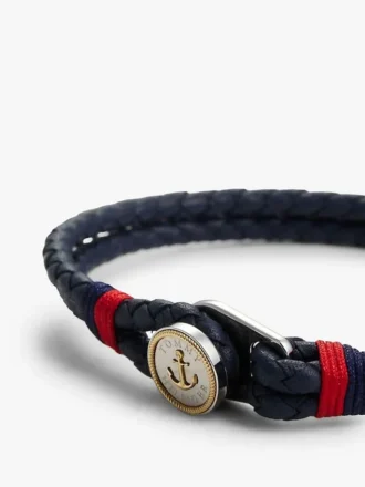 Bracelet en cuir tressé style marin
