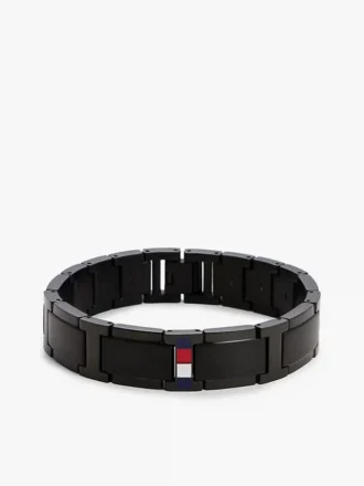 Bracelet à maillons plats rehaussé de rayures