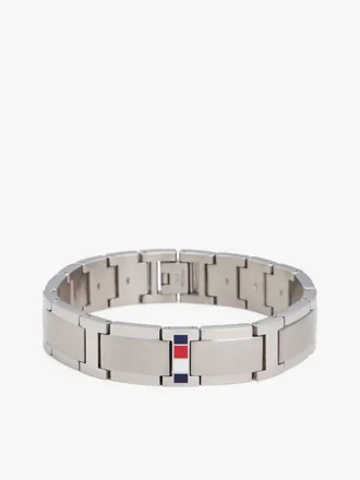 Bracelet à maillons plats rehaussé de rayures