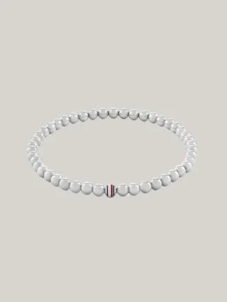 Bracelet à perles métalliques rayées