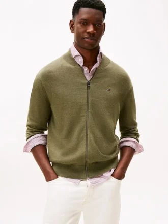 Cardigan de baseball en coton à fermeture éclair