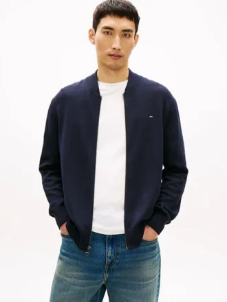Cardigan de baseball en coton à fermeture éclair