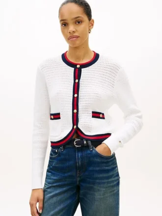 Cardigan en maille texturée à boutons dorés