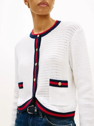 Cardigan en maille texturée à boutons dorés