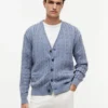 Cardigan en maille torsadée teint en pièce Cardigan en maille torsadée teint en pièce