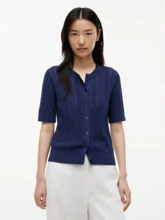 Cardigan à manches courtes en maille mélangée