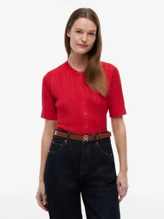 Cardigan à manches courtes en maille mélangée