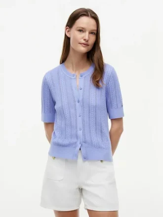 Cardigan à manches courtes en maille mélangée