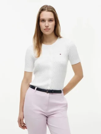 Cardigan à manches courtes en maille torsadée