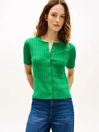 Cardigan à manches courtes en maille torsadée