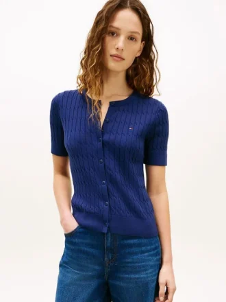 Cardigan à manches courtes en maille torsadée