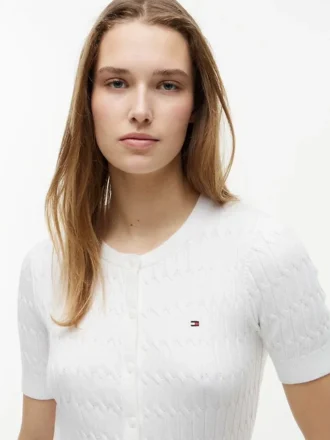 Cardigan à manches courtes en maille torsadée