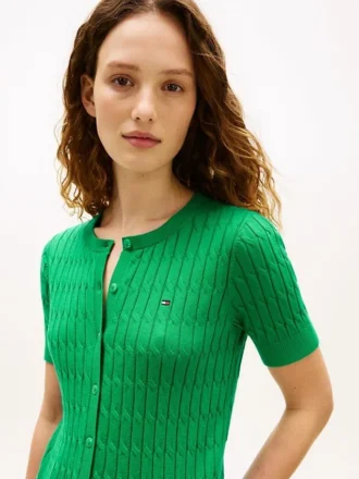 Cardigan à manches courtes en maille torsadée