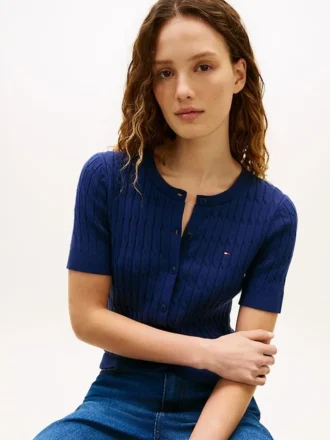 Cardigan à manches courtes en maille torsadée
