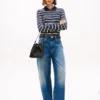 Cardigan polo ajusté en laine et soie