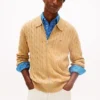 Cardigan polo zippé en maille torsadée