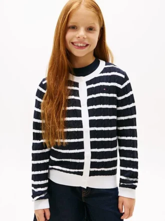 Cardigan à rayures en maille torsadée pour enfant
