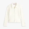 Cardigan zippé à mailles torsadées et coupe carrée