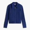 Cardigan zippé à mailles torsadées et coupe carrée