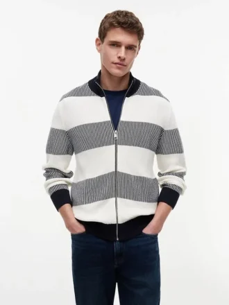 Cardigan zippé à rayures