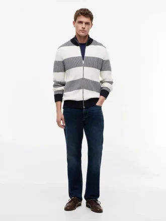 Cardigan zippé à rayures