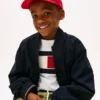 Casquette de baseball pour enfant avec logo à rayures et drapeau