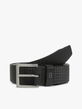 Ceinture en cuir à boucle carrée et imprimé drapeau