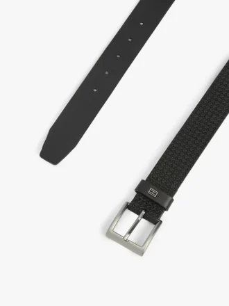 Ceinture en cuir à boucle carrée et imprimé drapeau