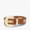 Ceinture en cuir et raphia à boucle ronde Ceinture en cuir et raphia à boucle ronde