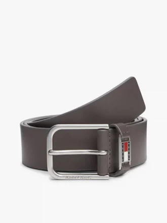 Ceinture en cuir Tommy Jeans avec insigne émaillé