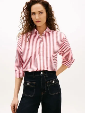 Chemise ample en popeline à rayures