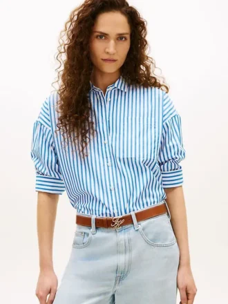 Chemise ample en popeline à rayures