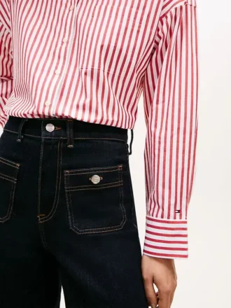 Chemise ample en popeline à rayures