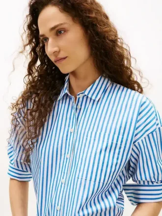 Chemise ample en popeline à rayures