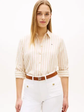 Chemise ample à rayures en mélange de lin