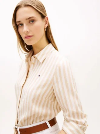 Chemise ample à rayures en mélange de lin