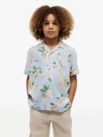 Chemise camp à imprimé floral pour enfant