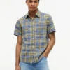 Chemise à carreaux en lin mélangé, coupe classique